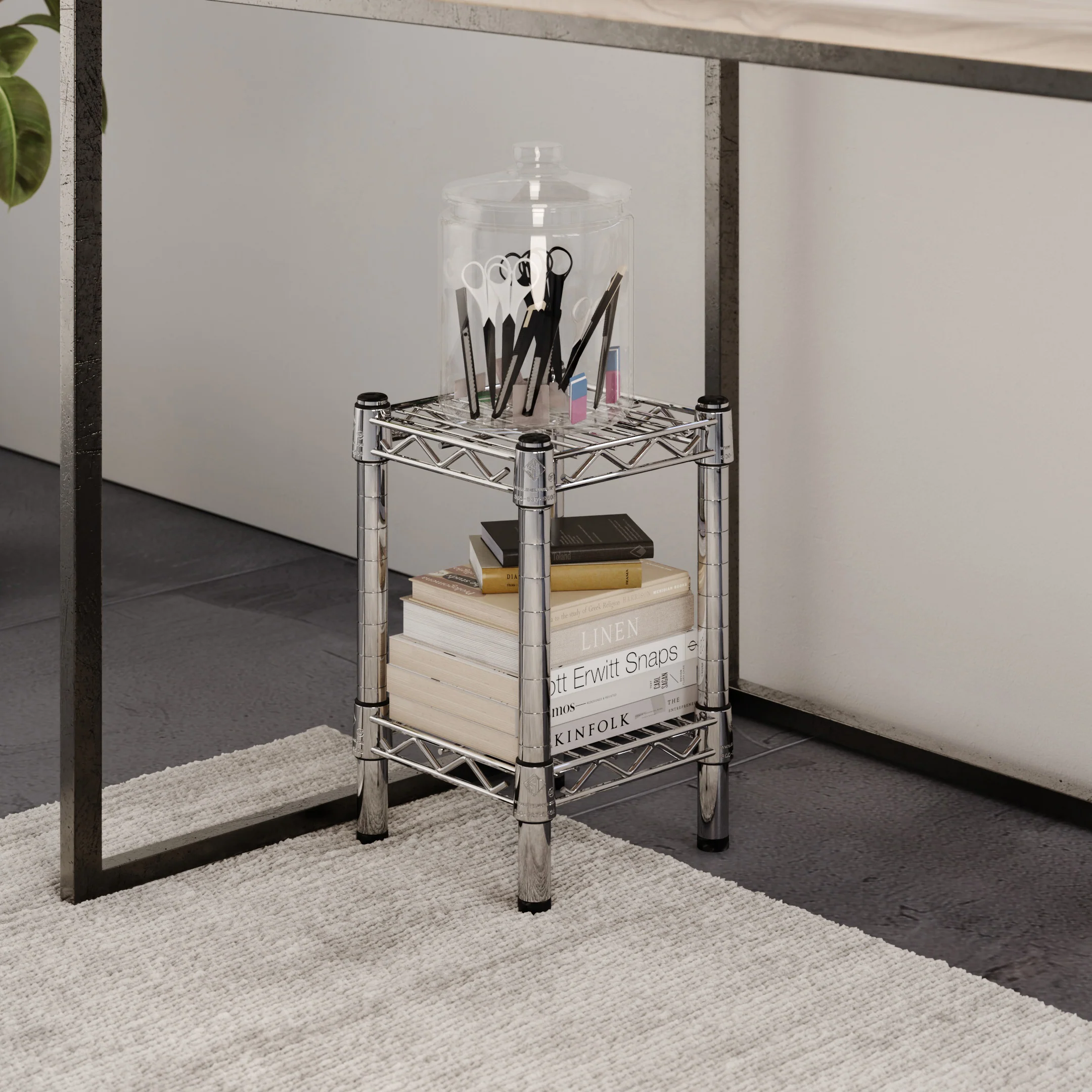 8"d x 14"h Chrome Wire Shelving w/ 2 Shelves - Image 2