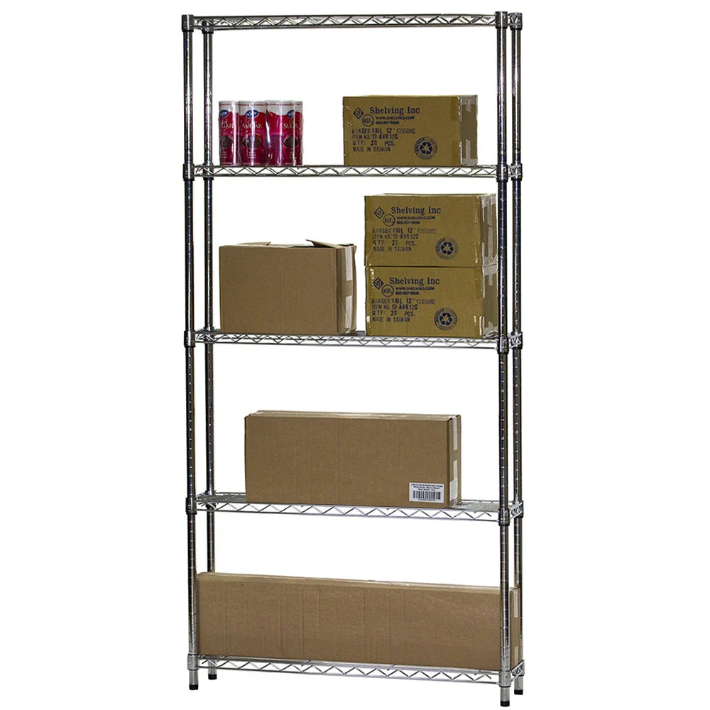 10"d x 36"w Chrome Wire Shelving w/ 5 Shelves - Image 3