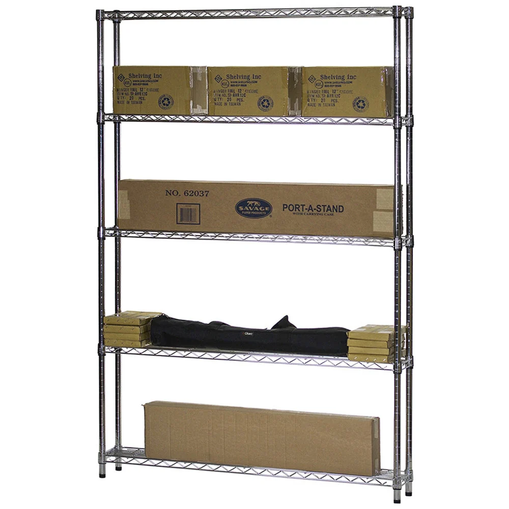 10"d x 48"w Chrome Wire Shelving w/ 5 Shelves - Image 3