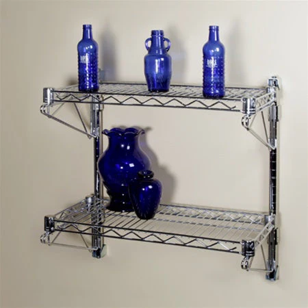 12"d Wall-Mounted Wire Shelving w/ 2 Shelves - Image 3
