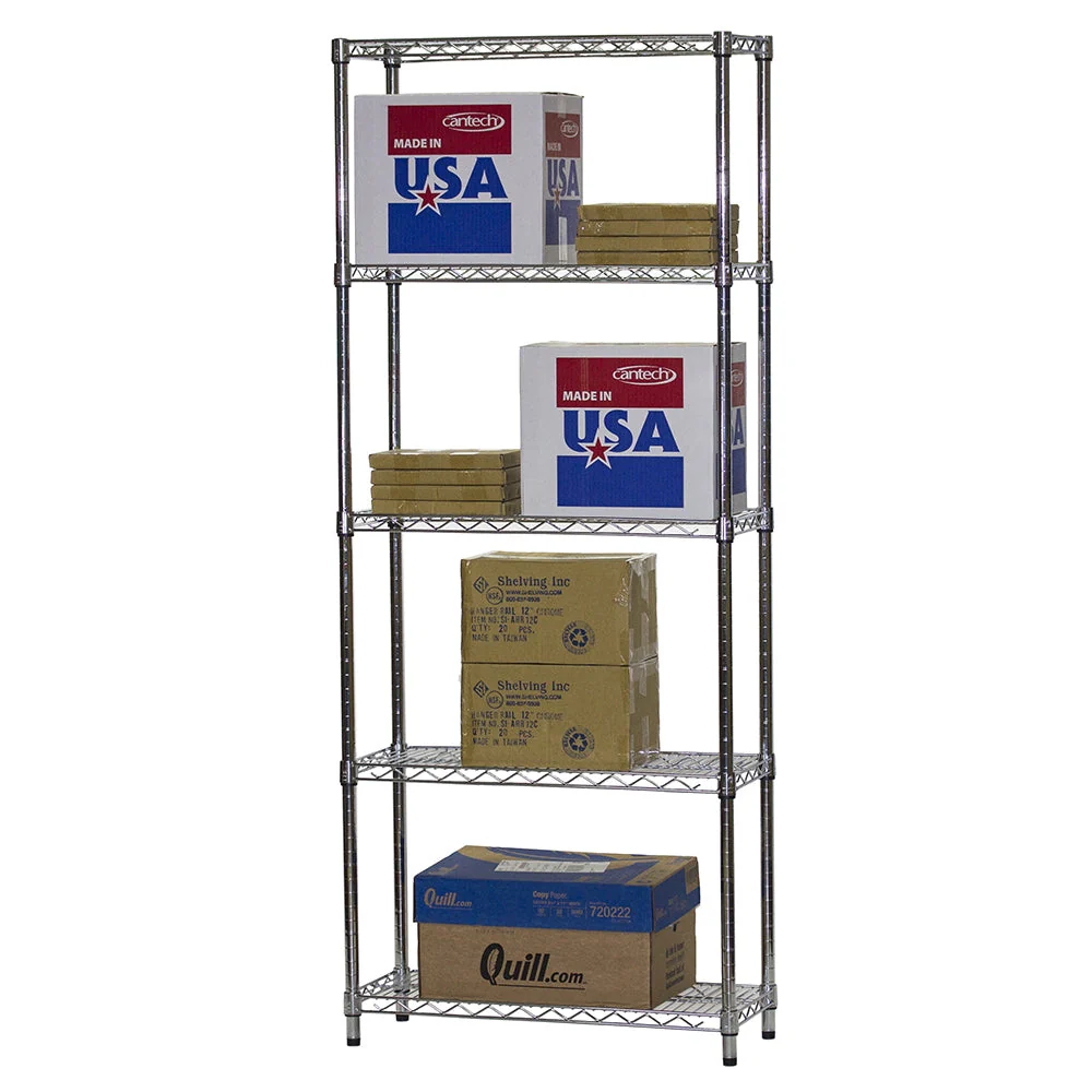 12"d x 30"w Chrome Wire Shelving w/ 5 Shelves - Image 3