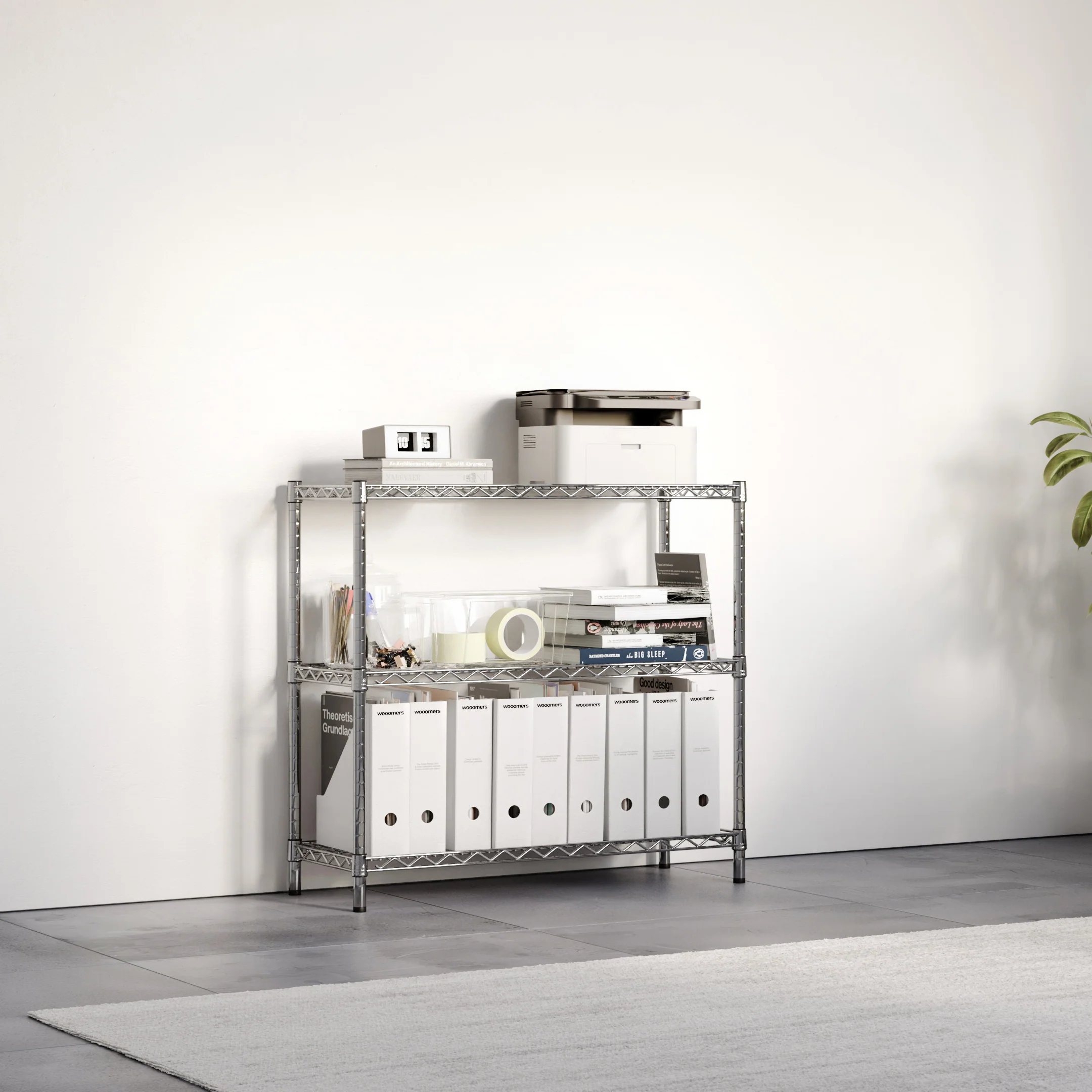 12"d x 34"h Chrome Wire Shelving w/ 3 Shelves - Image 3