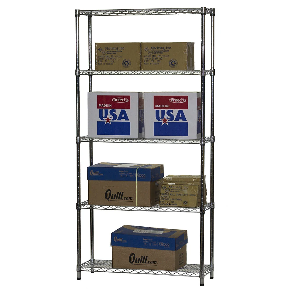 12"d x 36"w Chrome Wire Shelving w/ 5 Shelves - Image 3