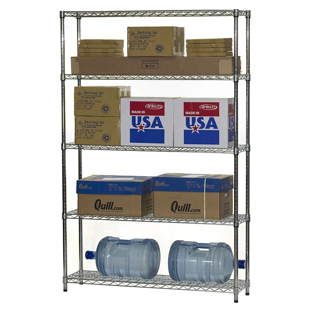 12"d x 48"w Chrome Wire Shelving w/ 5 Shelves - Image 3