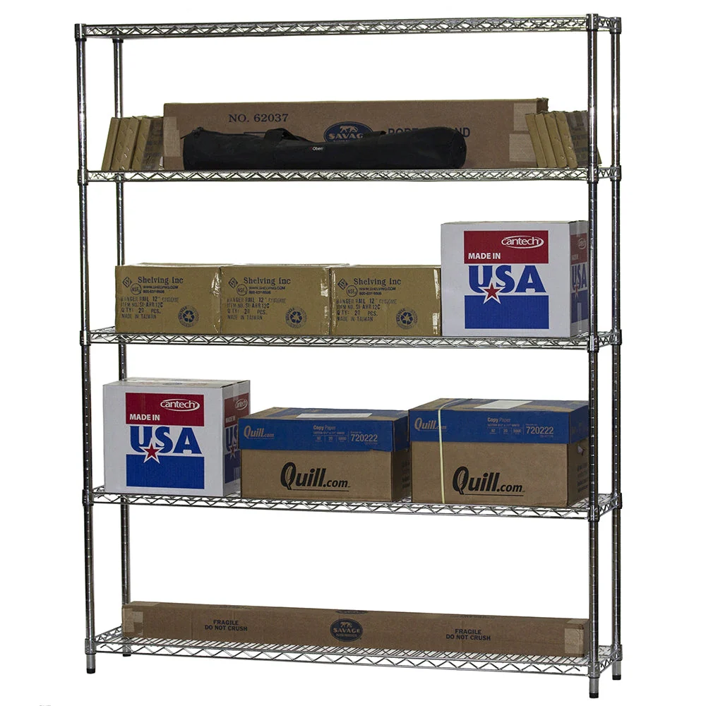 12"d x 60"w Chrome Wire Shelving w/ 5 Shelves - Image 3