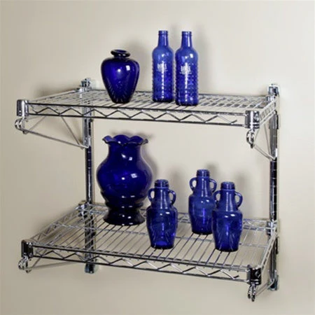 14"d Wall-Mounted Wire Shelving w/ 2 Shelves - Image 3