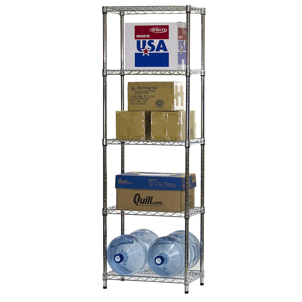 14"d x 24"w Chrome Wire Shelving w/ 5 Shelves - Image 3