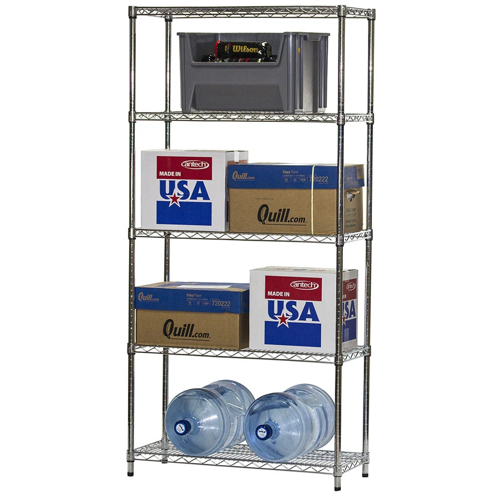 14"d x 36"w Chrome Wire Shelving w/ 5 Shelves - Image 3
