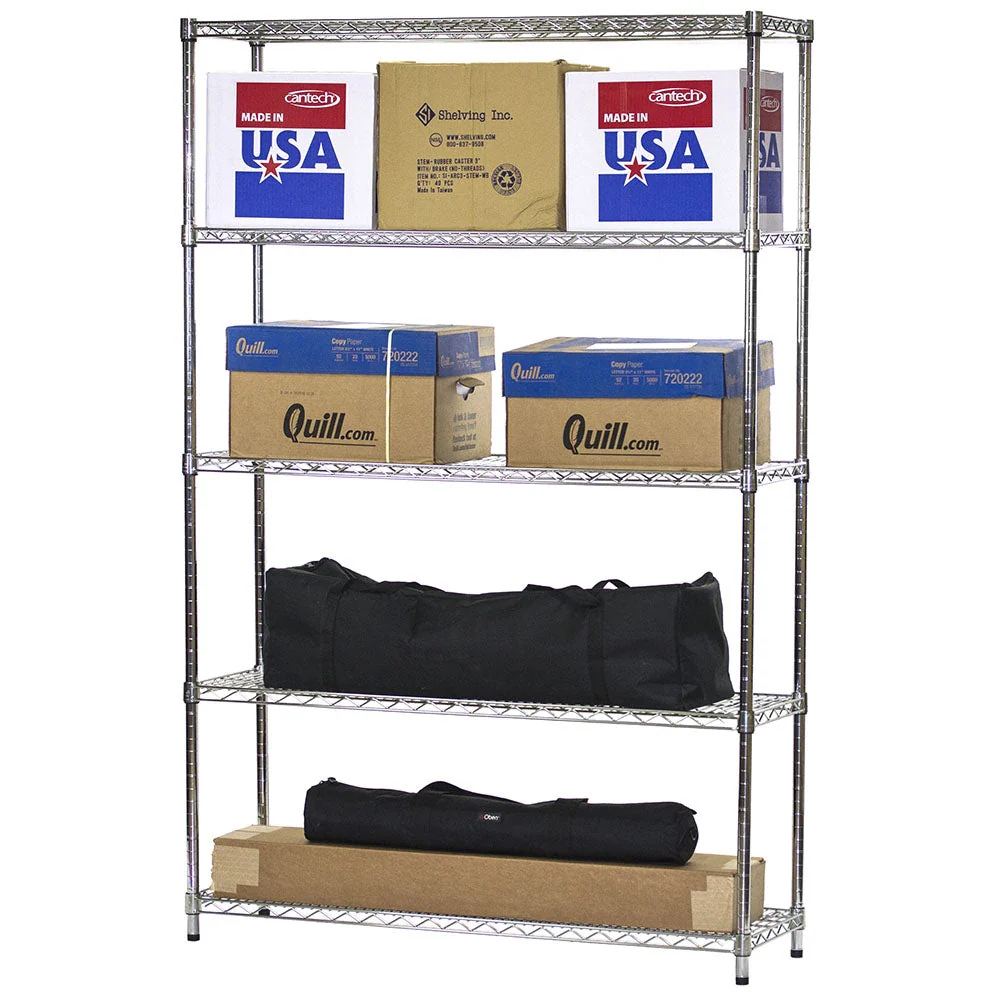 14"d x 48"w Chrome Wire Shelving w/ 5 Shelves - Image 3