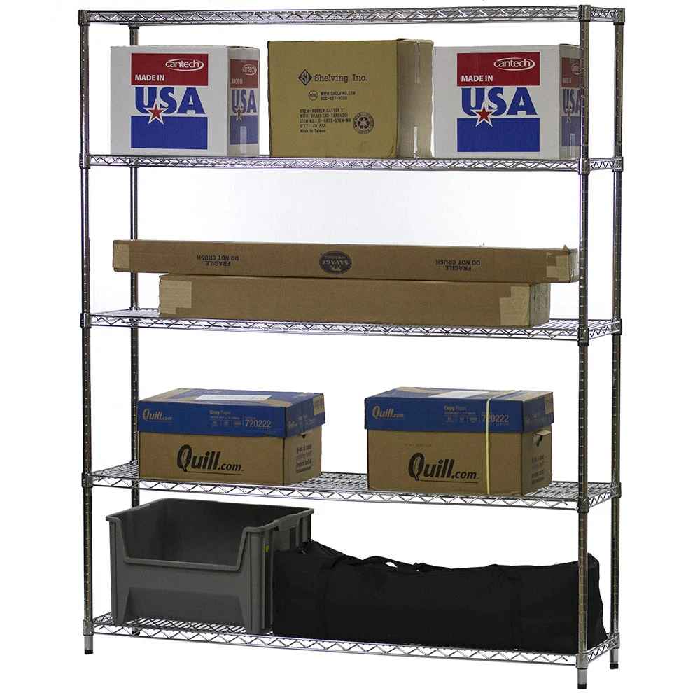 14"d x 60"w Chrome Wire Shelving w/ 5 Shelves - Image 3