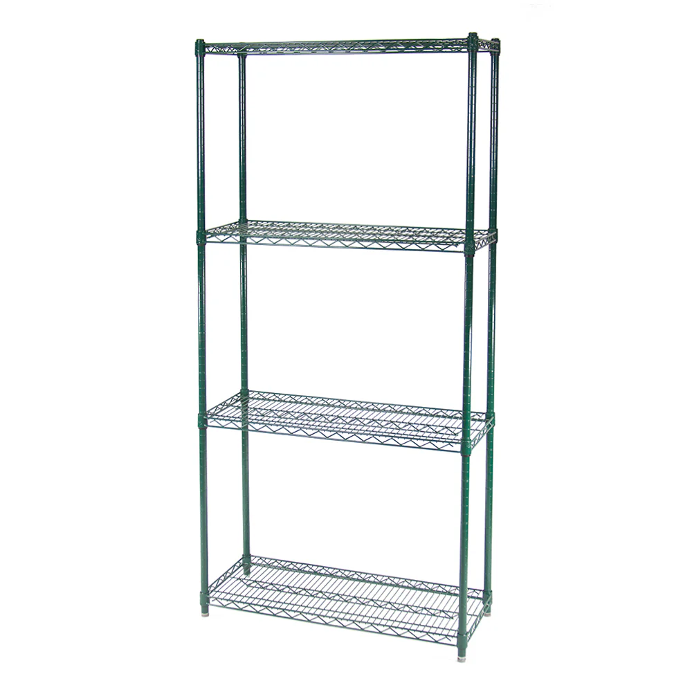 18"d 4-Tier Green Wire Shelving