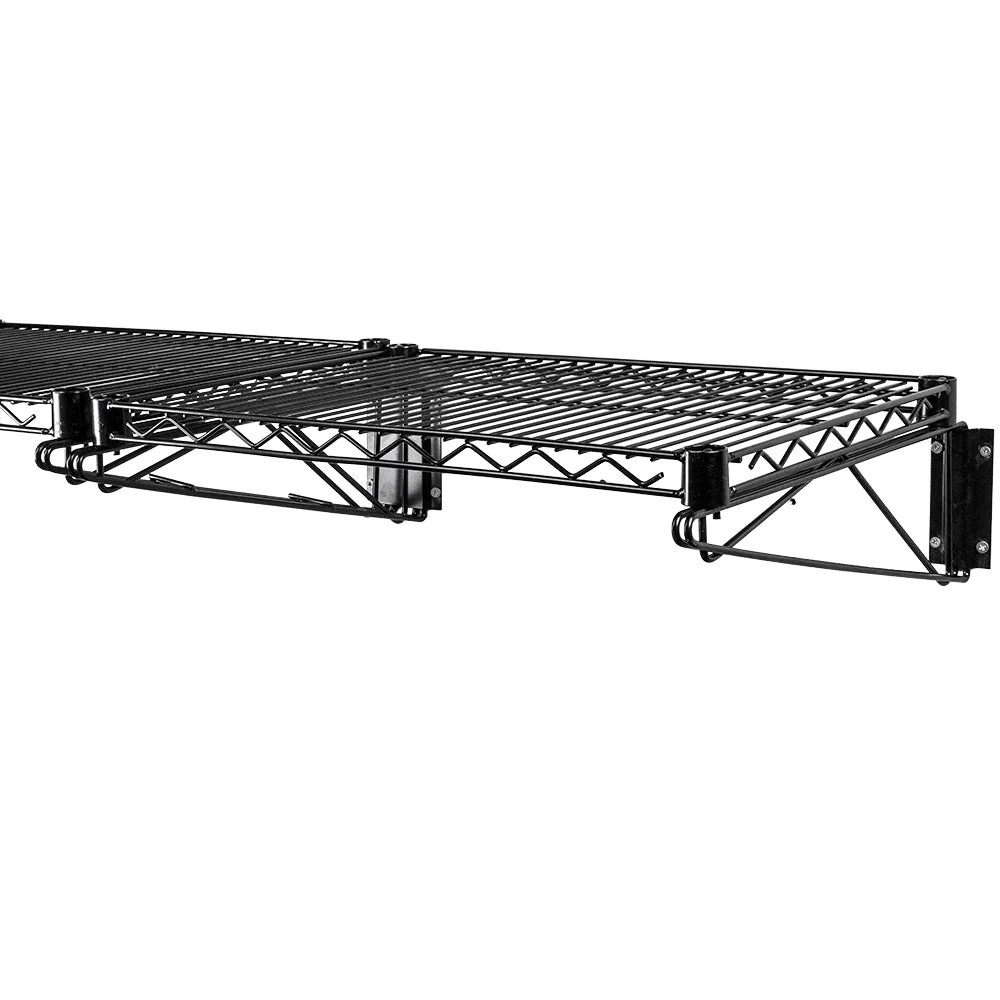 18"d Black Wall-Mounted Wire Shelf - Image 2