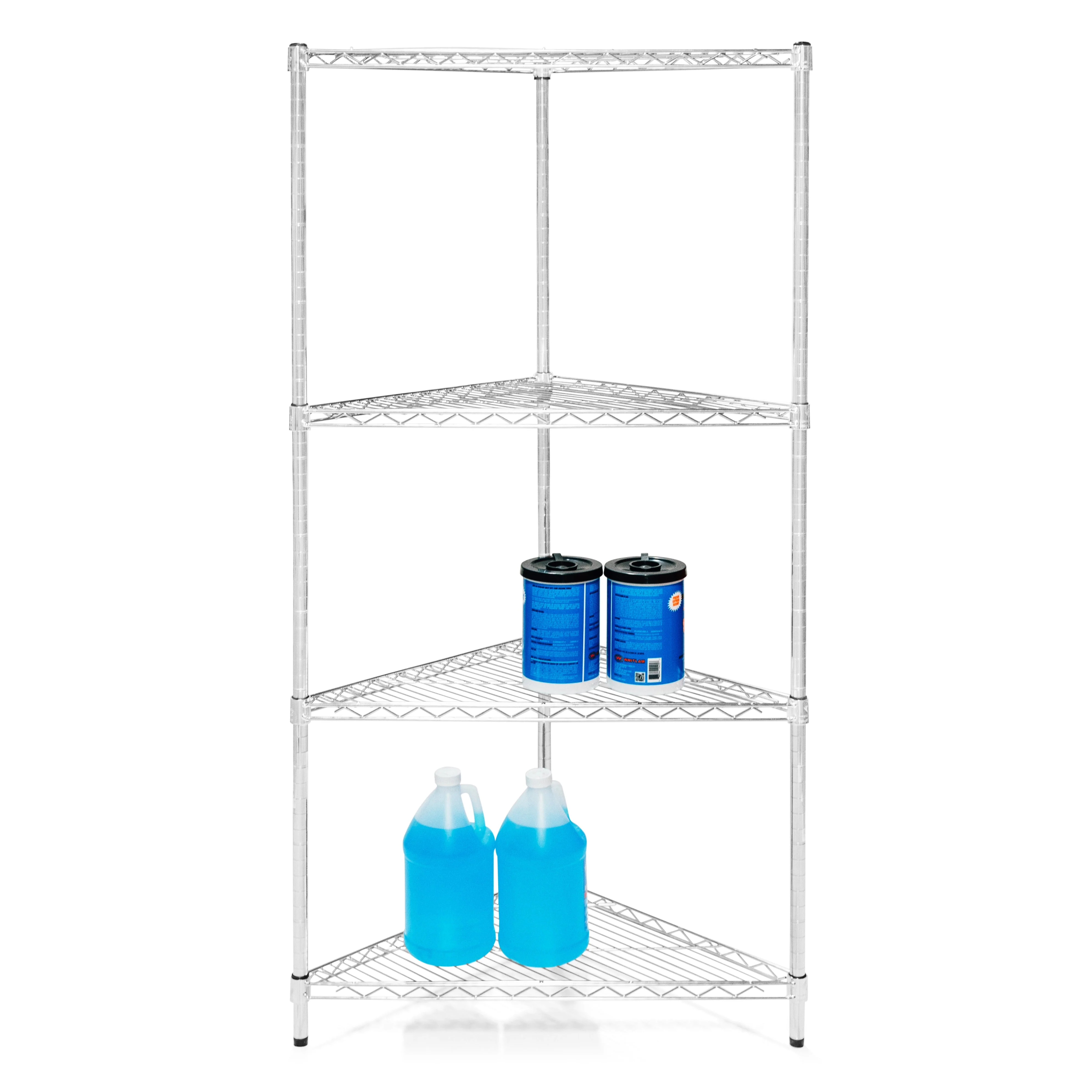 18"d Chrome Wire Radius Corner Unit w/ 4 Shelves - Image 9
