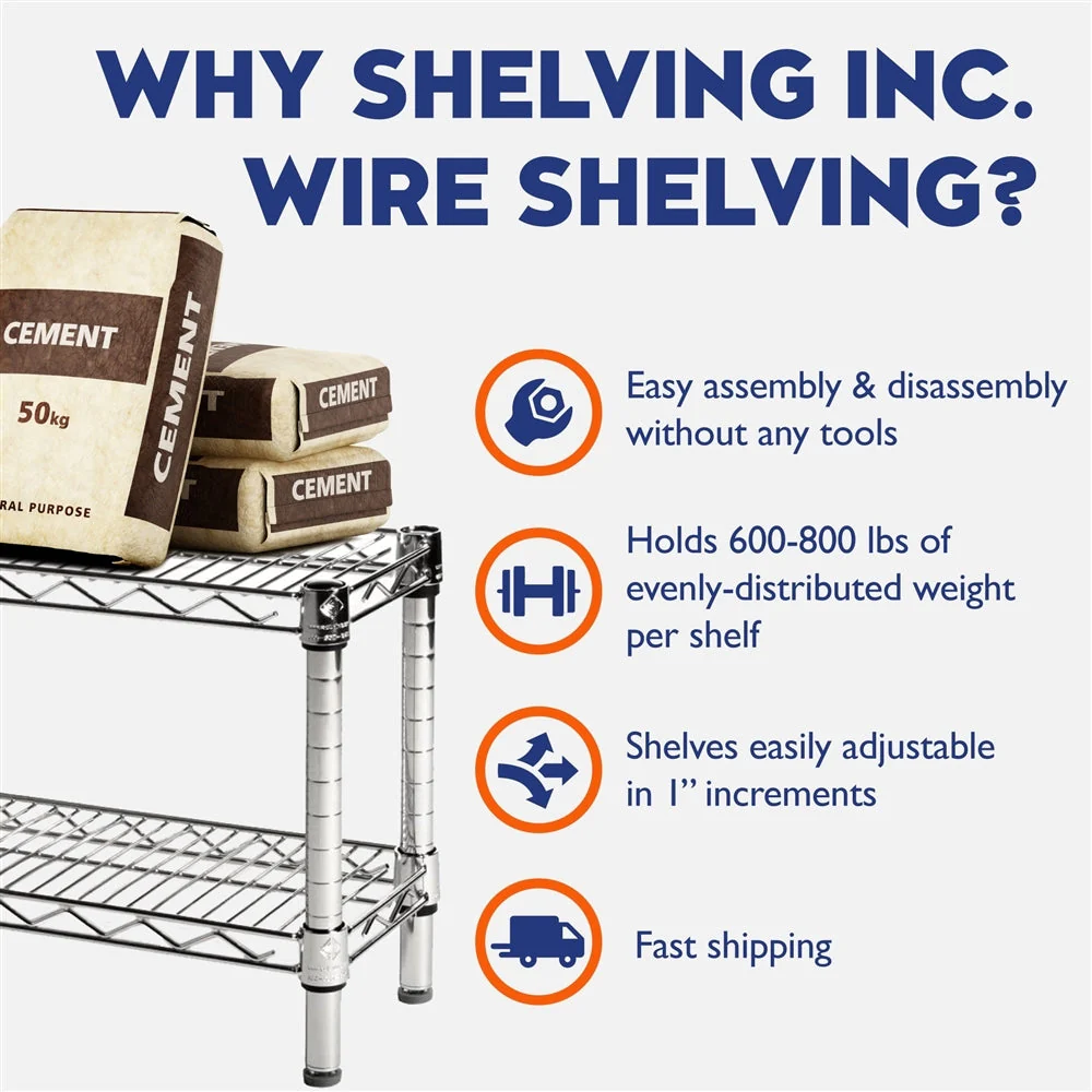 18"d Chrome Wire Radius Corner Unit w/ 5 Shelves - Image 3