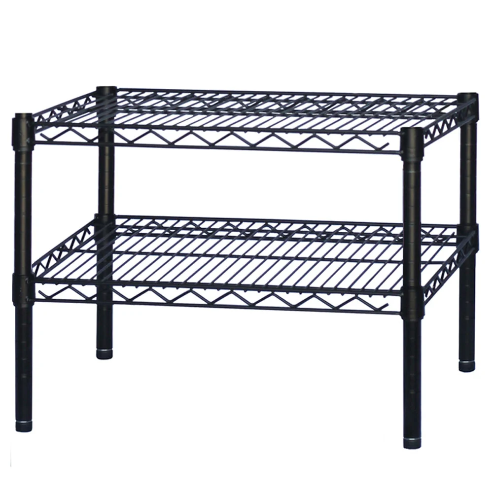 18"d x 14"h Black Wire Shelving w/ 2 Shelves - Image 2