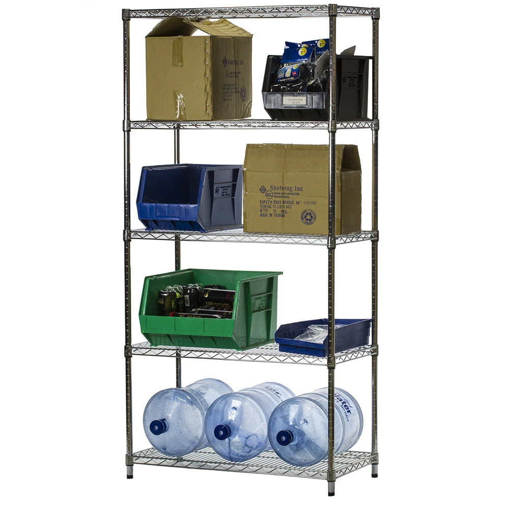 18"d x 36"w Chrome Wire Shelving w/ 5 Shelves - Image 3