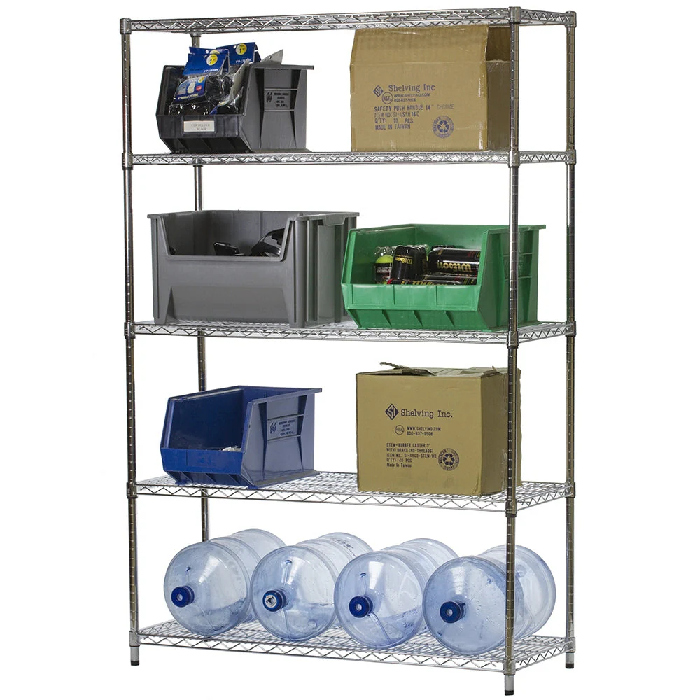18"d x 48"w Chrome Wire Shelving w/ 5 Shelves - Image 3