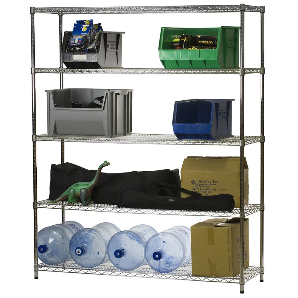 18"d x 60"w Chrome Wire Shelving w/ 5 Shelves - Image 3