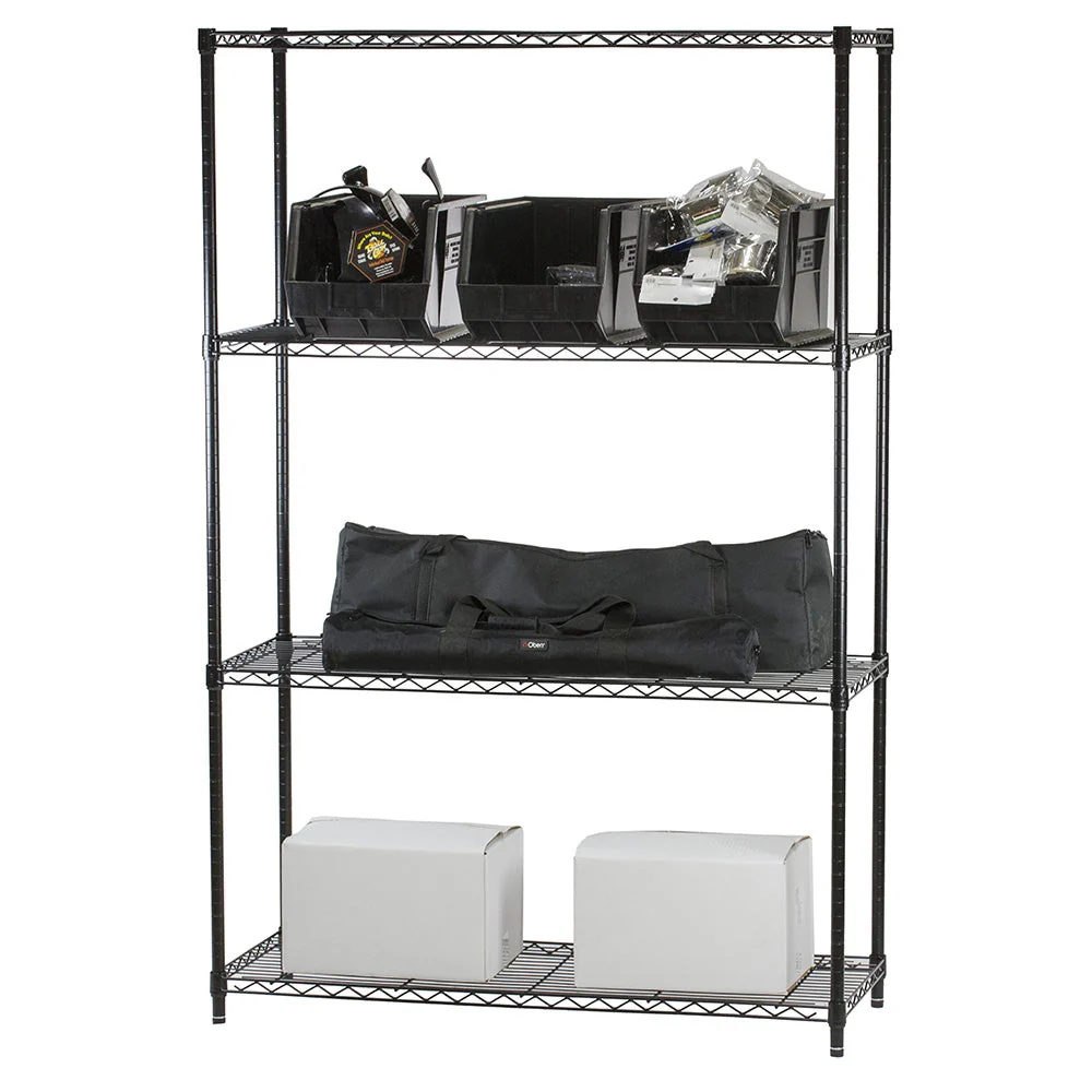 18"d x 72"h Black Wire Shelving w/ 4 Shelves - Image 3