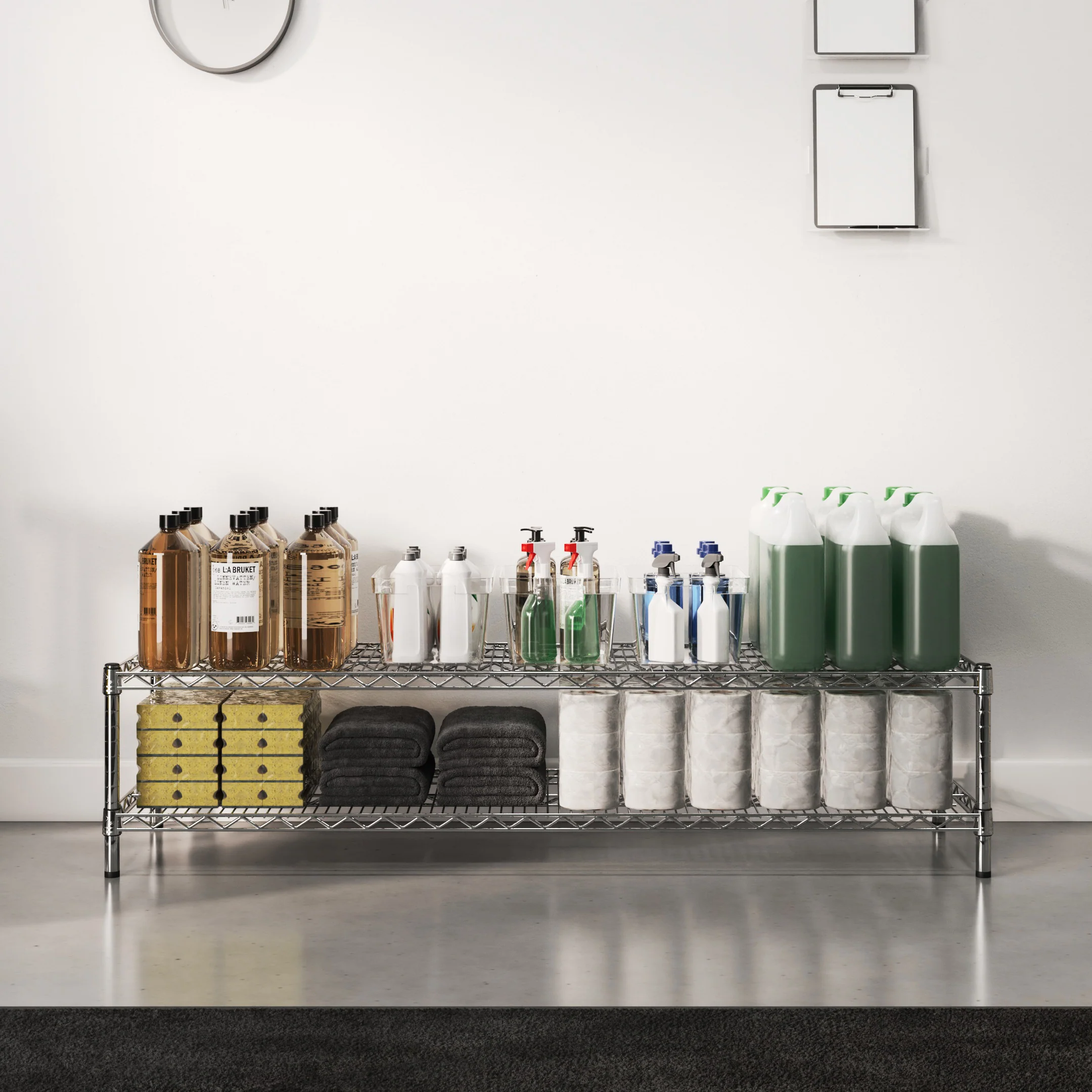 21"d x 14"h Chrome Wire Shelving w/ 2 Shelves - Image 3