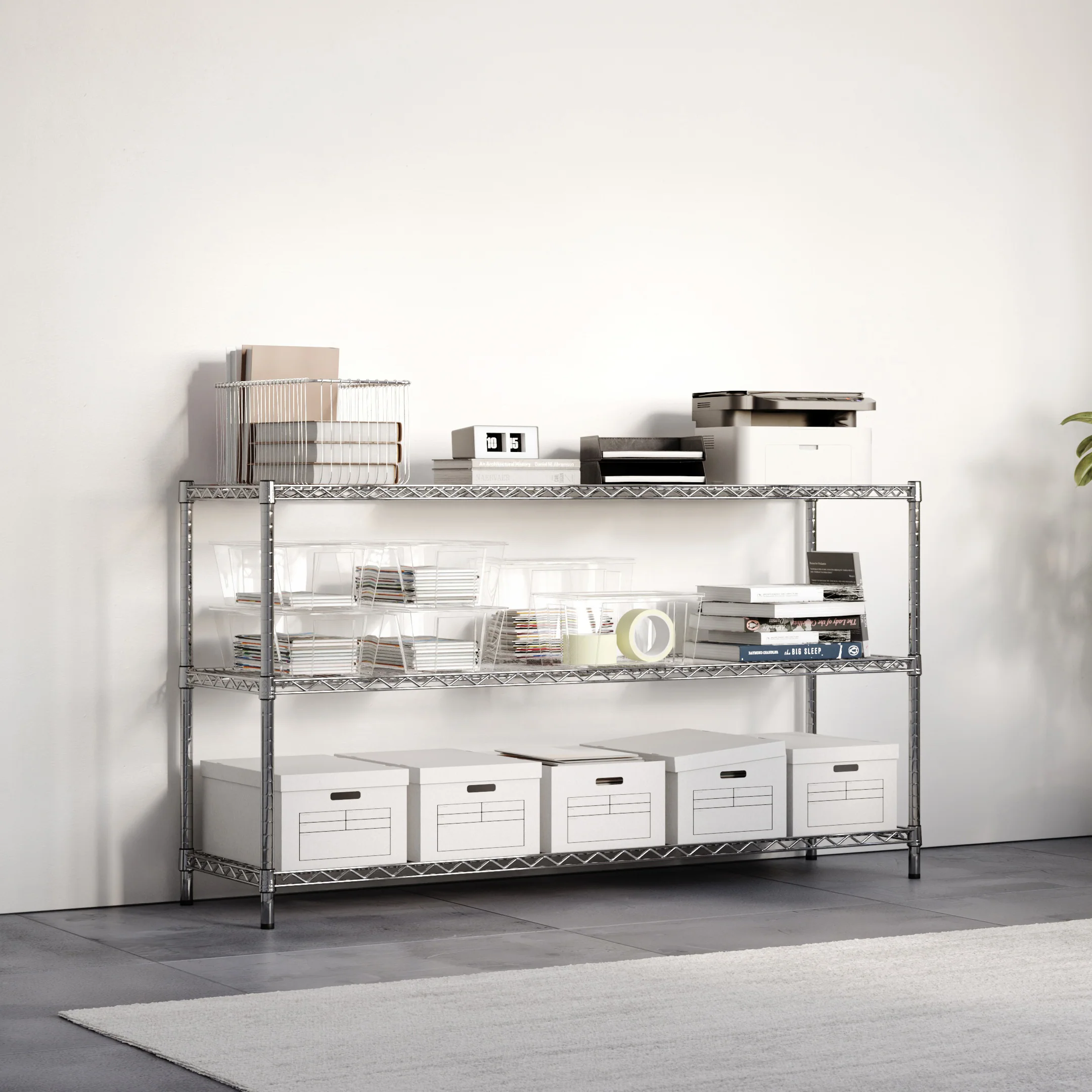 21"d x 34"h Chrome Wire Shelving w/ 3 Shelves - Image 3