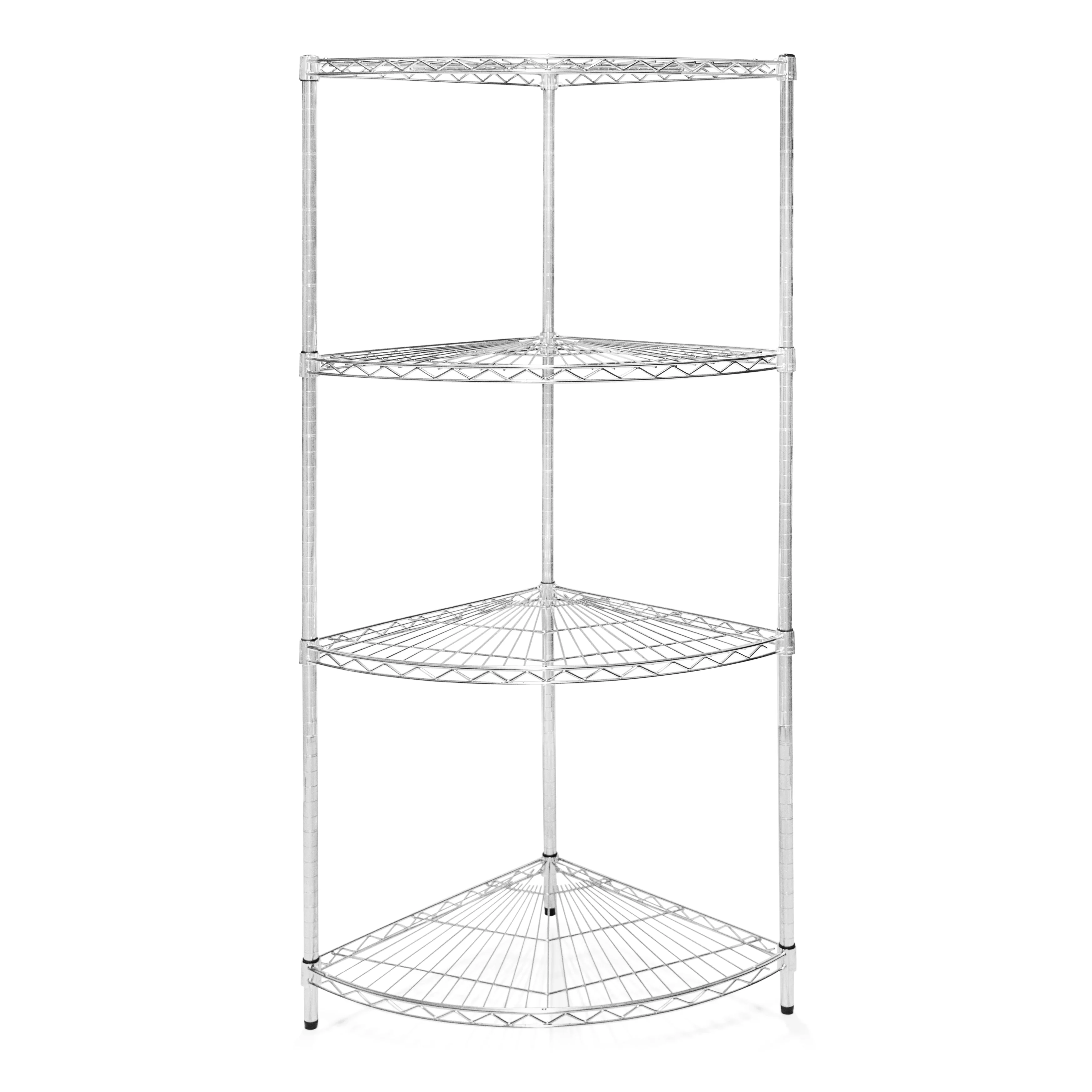 24"d Chrome Wire Radius Corner Unit w/ 4 Shelves