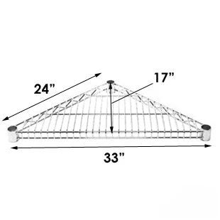 24"d Chrome Wire Triangle Corner Unit w/ 3 Shelves - Image 4