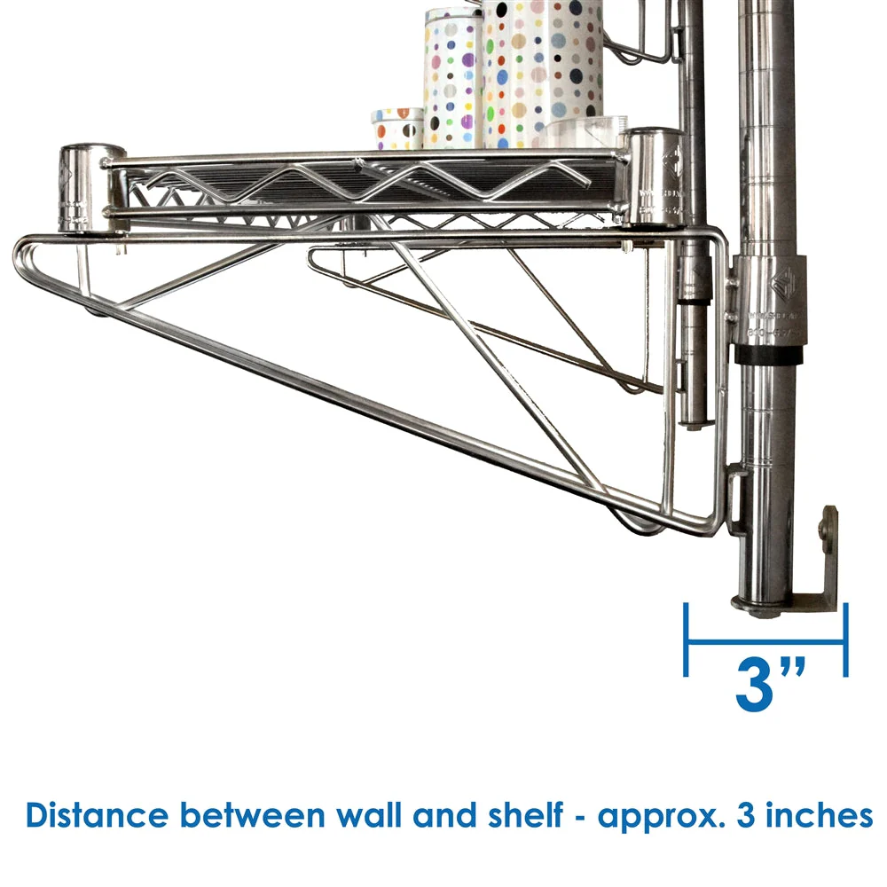 24"d Wall-Mounted Wire Shelving w/ 1 Shelf - Image 4