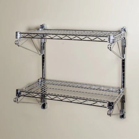 24"d Wall-Mounted Wire Shelving w/ 2 Shelves - Image 3