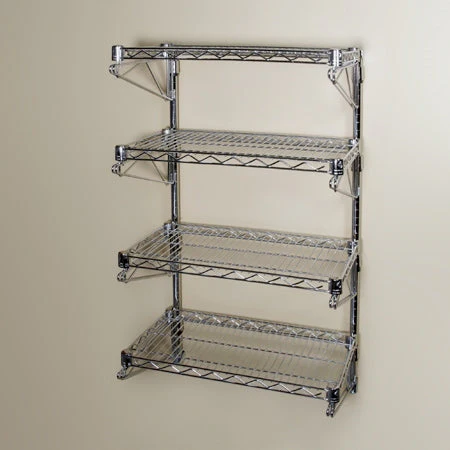 24"d Wall-Mounted Wire Shelving w/ 4 Shelves - Image 4