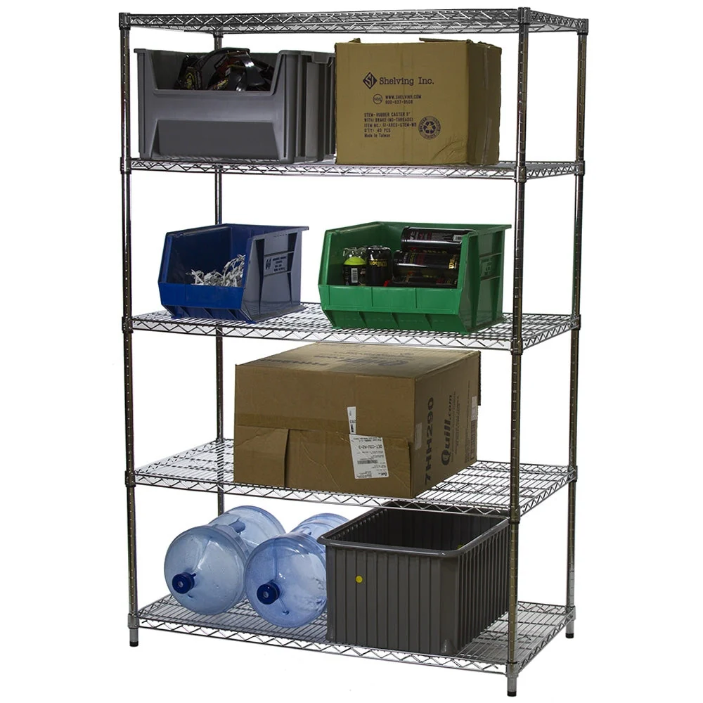 24"d x 54"w Chrome Wire Shelving w/ 5 Shelves - Image 3