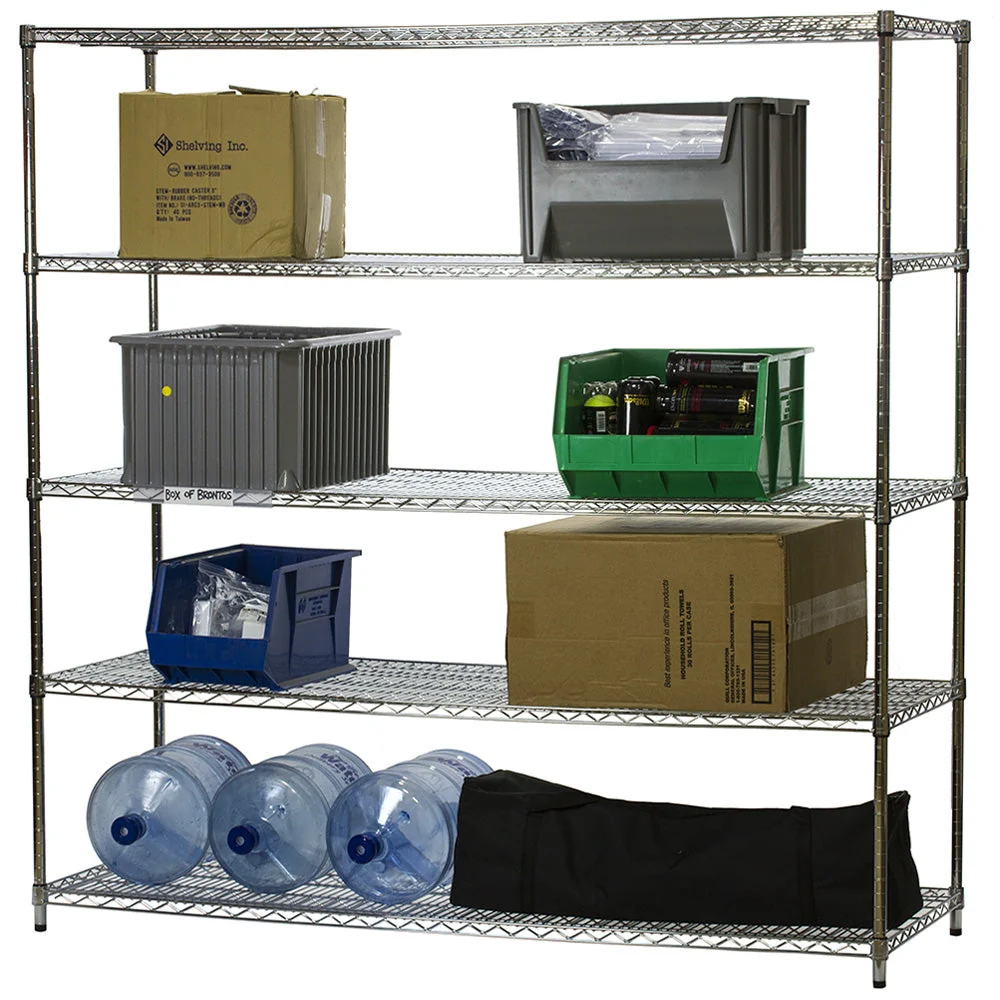 24"d x 72"w Chrome Wire Shelving w/ 5 Shelves - Image 3