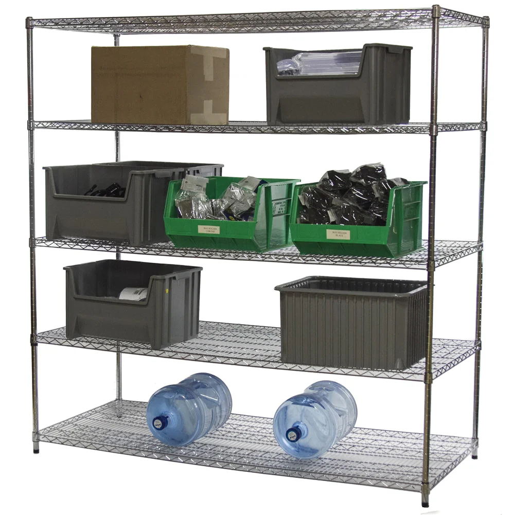 30"d x 72"w Chrome Wire Shelving w/ 5 Shelves - Image 3