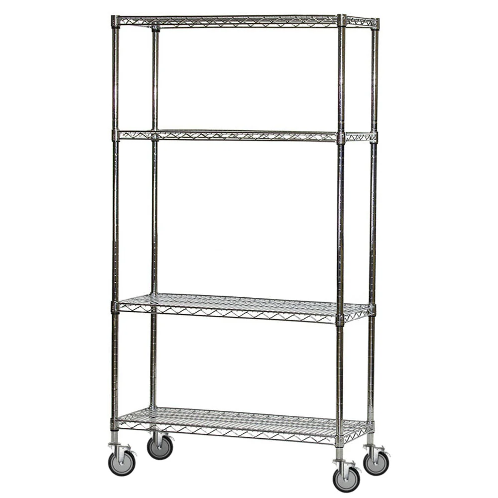 4-Shelf Chrome Wire Carts - 12"d x 72"w - Image 4