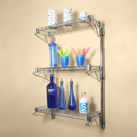 8"d Wall-Mounted Wire Shelving w/ 3 Shelves - Image 3