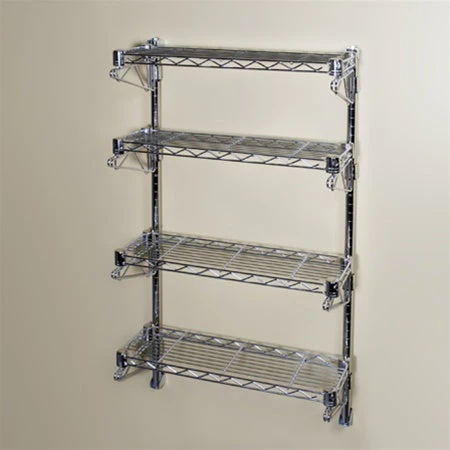8"d Wall-Mounted Wire Shelving w/ 4 Shelves - Image 4