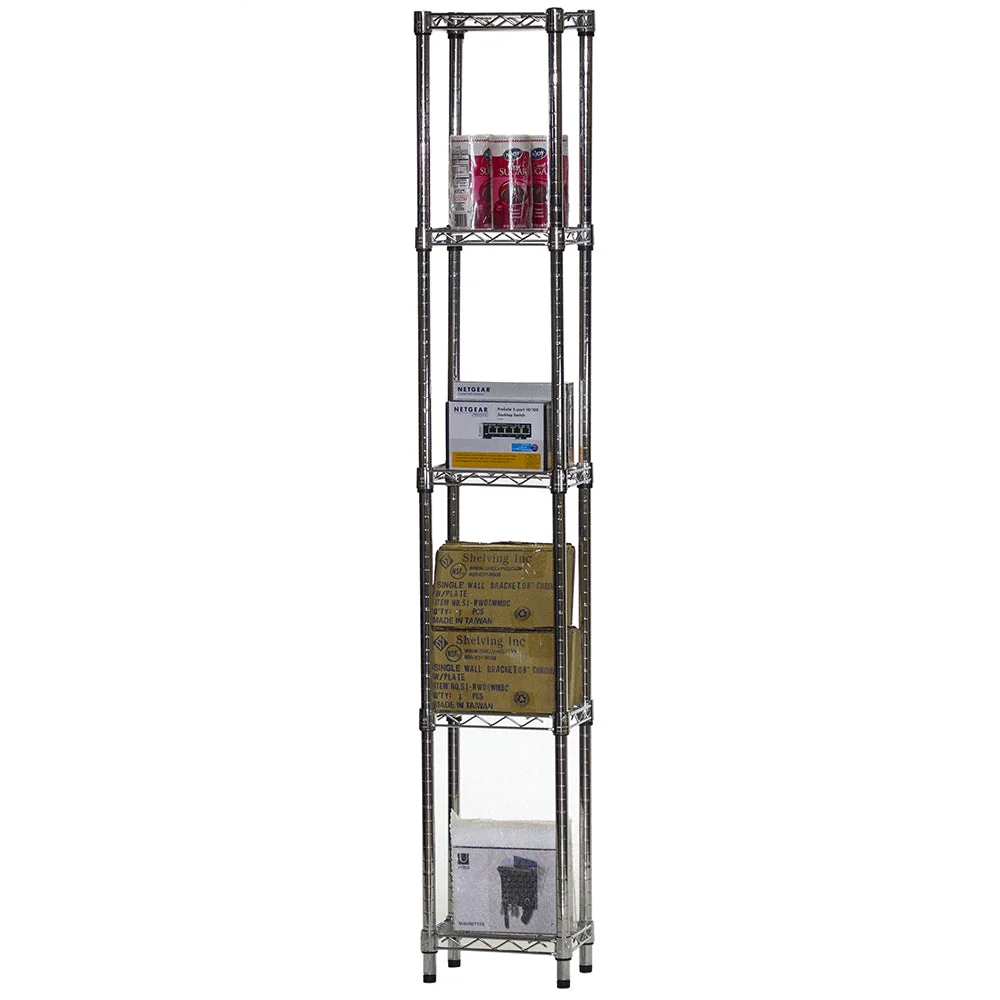 8"d x 12"w Chrome Wire Shelving w/ 5 Shelves - Image 3