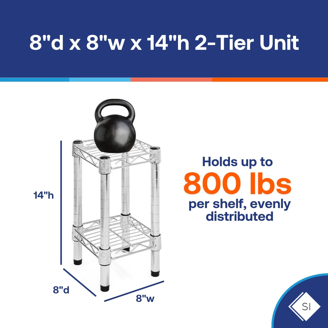 8"d x 14"h Chrome Wire Shelving w/ 2 Shelves - Image 4