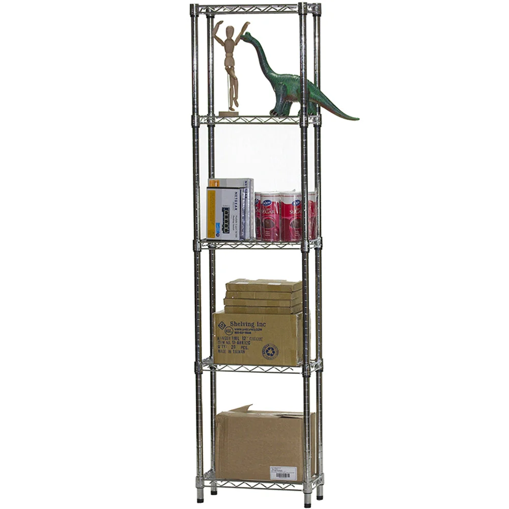 8"d x 18"w Chrome Wire Shelving w/ 5 Shelves - Image 3