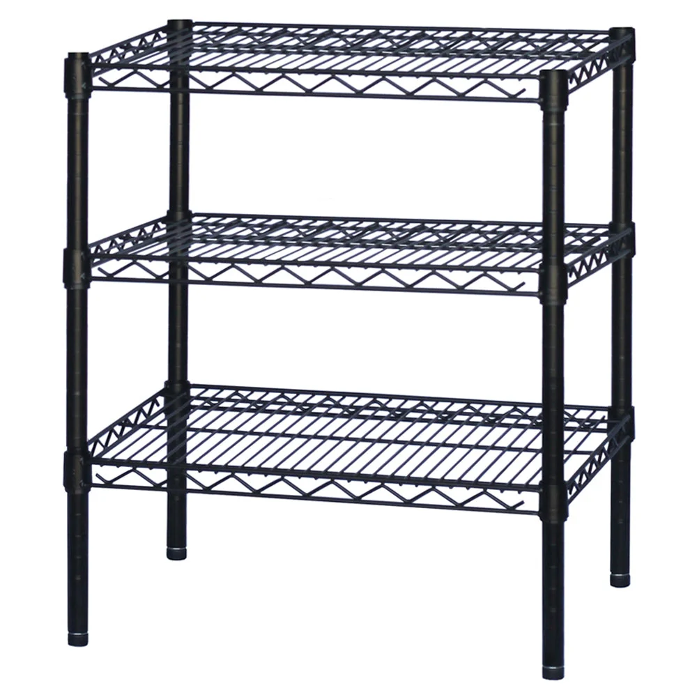 8"d x 34"h Black Wire Shelving w/ 3 Shelves - Image 3