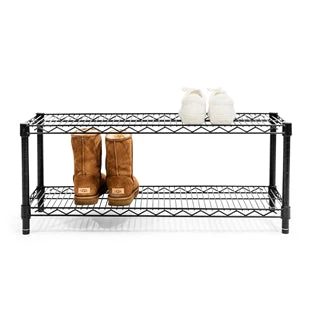 Black 2-Tier Shoe Rack - Image 3