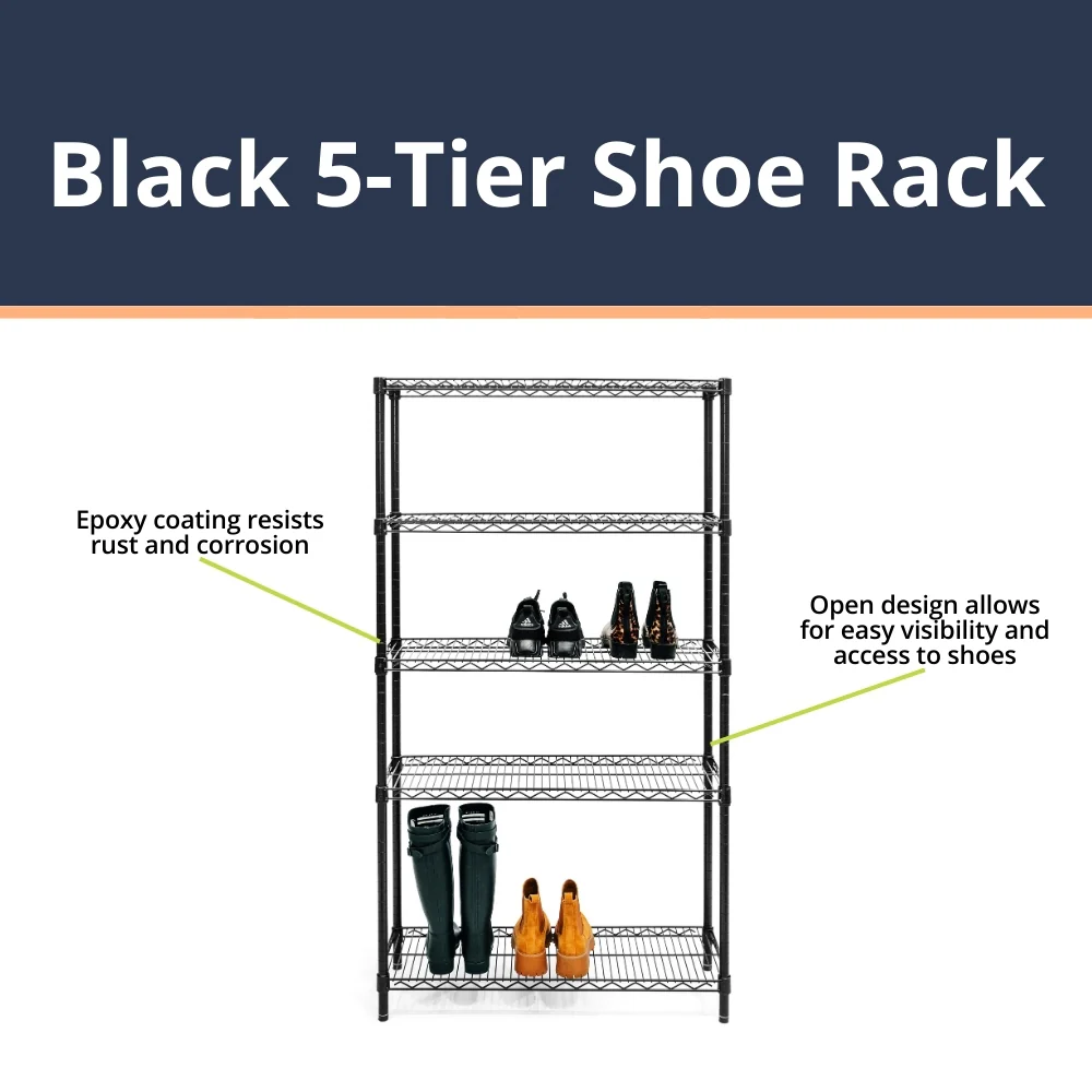 Black 5-Tier Shoe Rack - Image 5