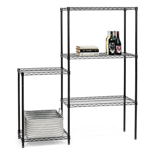 Black 5-Tier Staggered Wire Shelving - Image 4