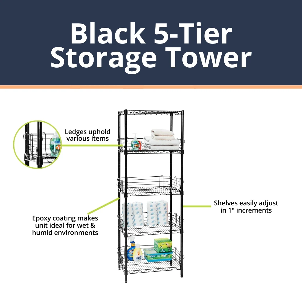 Black 5-Tier Storage Tower - Image 3
