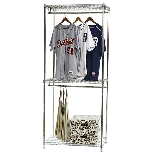 Double Hang Wire Closet Shelving w/ 3 Shelves - 24"d x 84"h - Image 3