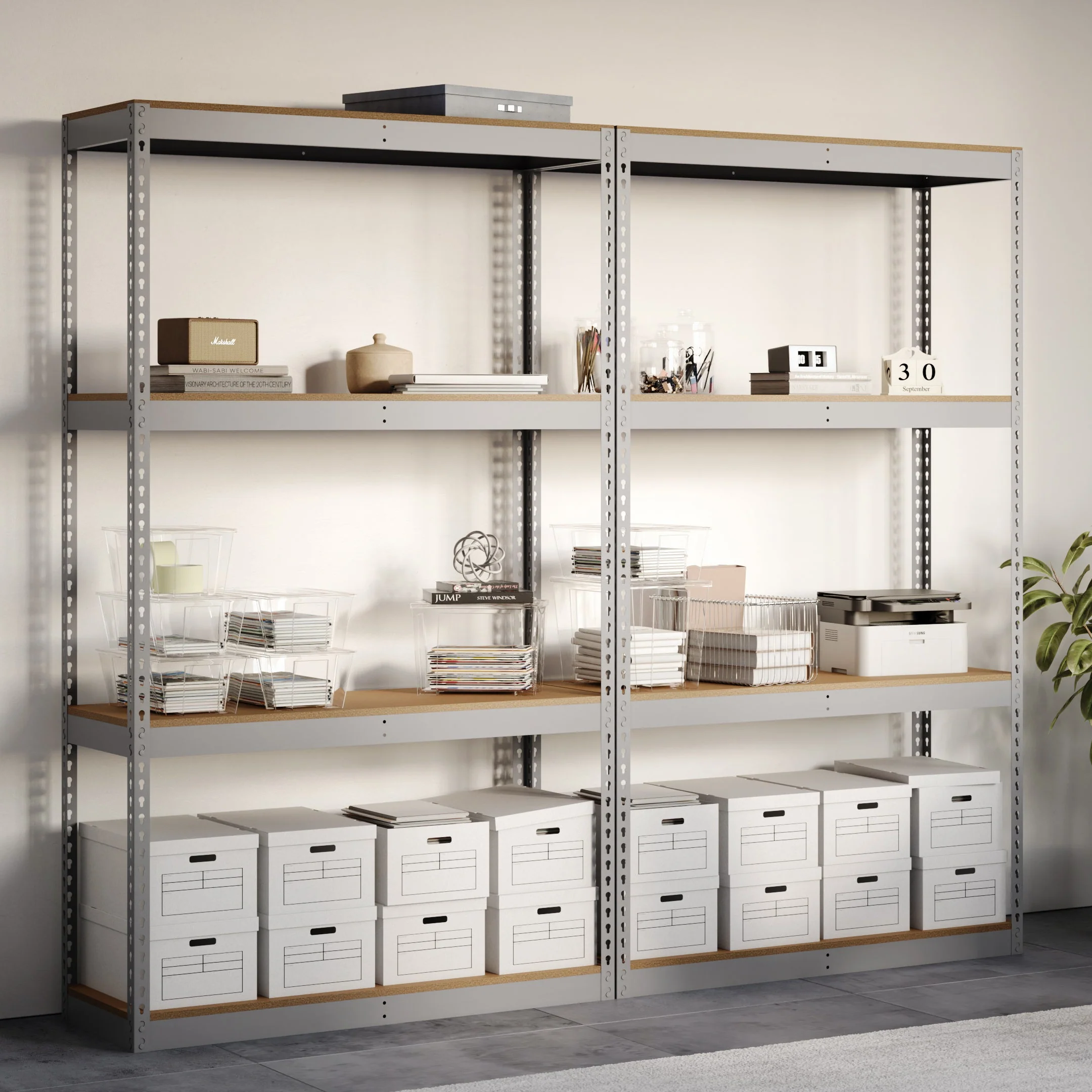 Lyon 18"d 4-Shelf Heavy-Duty Boltless Shelving Add-On Units - Gray - Image 3
