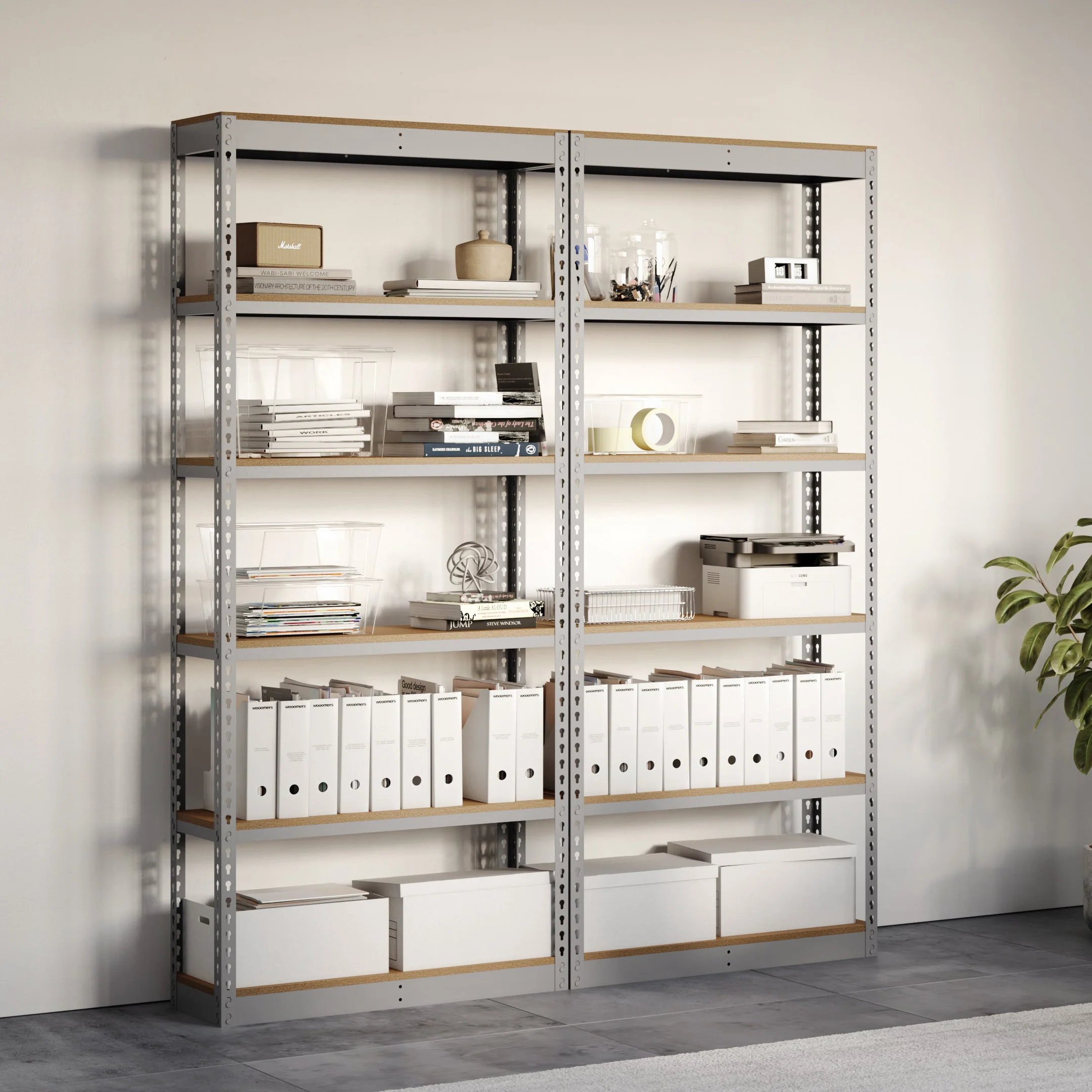 Lyon 12"d 6-Shelf Light-Duty Boltless Shelving Add-On Units - Gray - Image 3