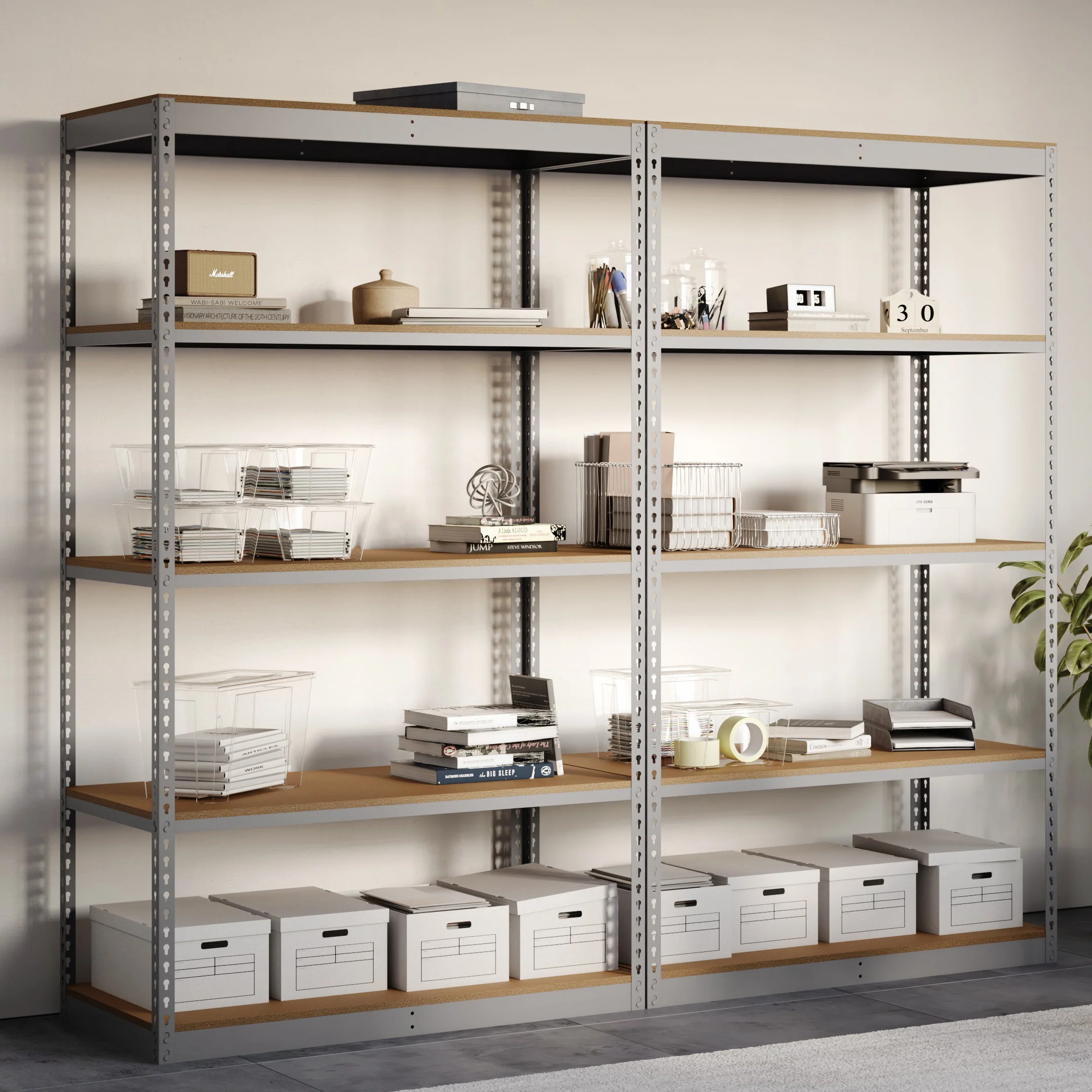 Lyon 24"d 5-Shelf Light-Duty Boltless Shelving Add-On Units - Gray - Image 3