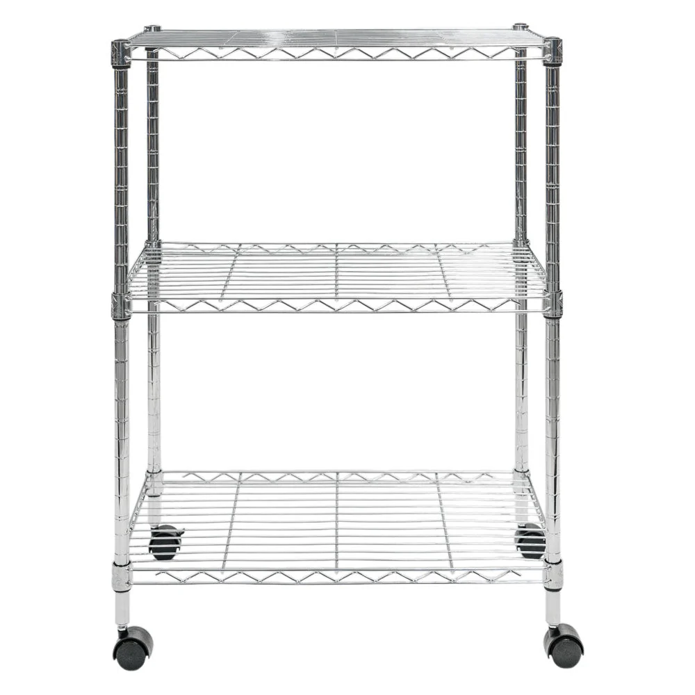 Standard Duty 14"d x 24"w x 32"h 3-Tier Chrome Mobile Wire Shelving - Image 2