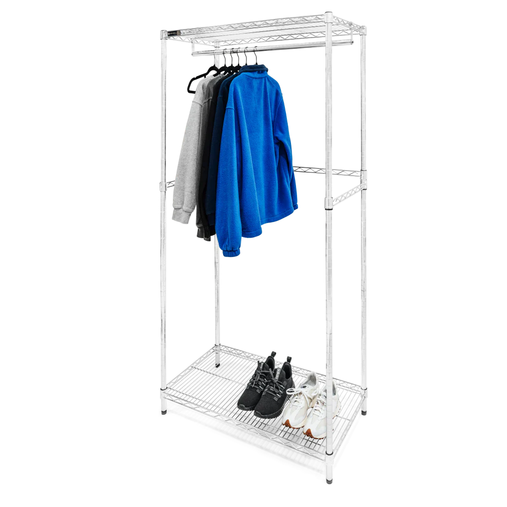 Wire Closet Shelving w/ Lower Shelf - 24"d x 72"h